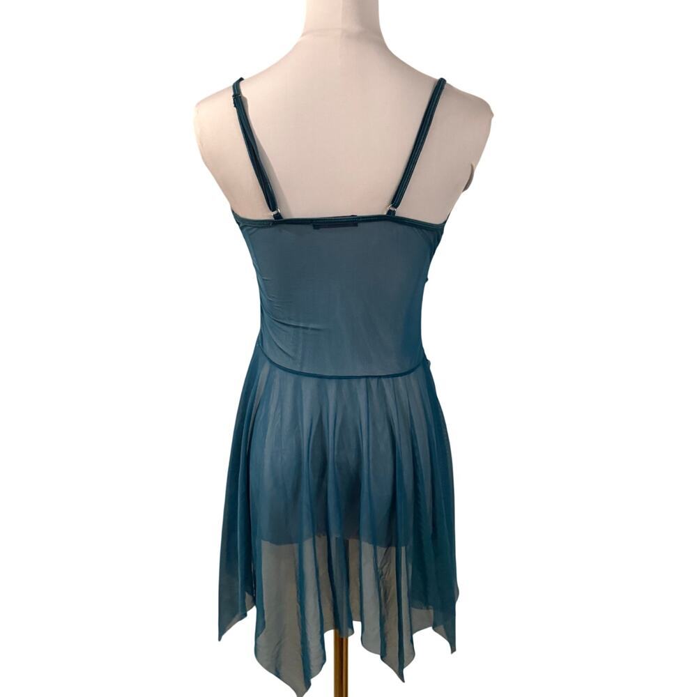 Blue Sheer Lace Babydoll Chemise Tank Nightgown Lingerie Handkerchief XS Sexy - Picture 2 of 8